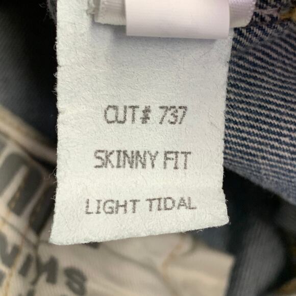 RRL by RALPH LAUREN Size 27 Blue Distressed Cotton Blend Skinny Selvedge Jeans - Picture 9 of 11